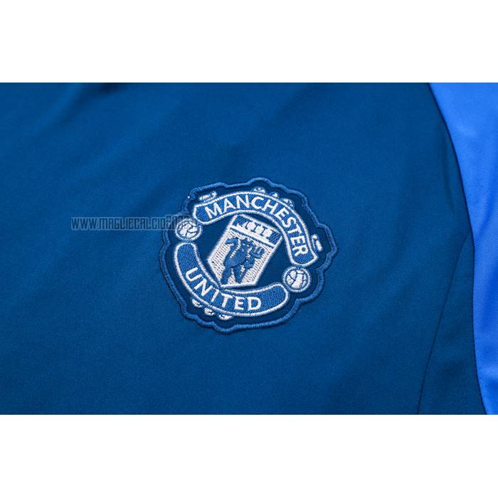 Tuta da Track del Manchester United Manga Corta 2023-2024 Blu - Pantalon Corto